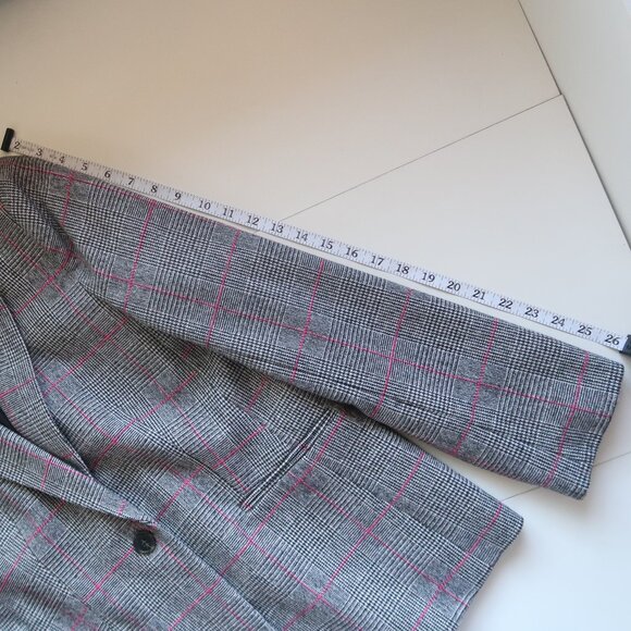 J. Crew Gray Pink Glen Plaid Single-breasted Wool Blazer Windowpane Structured - Picture 15 of 16